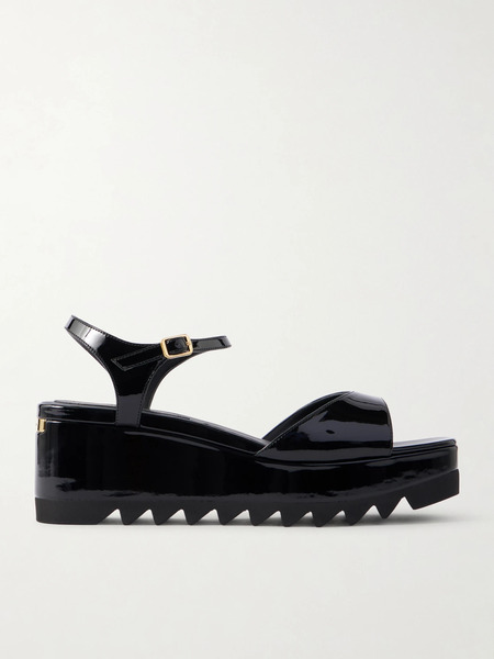  Stella Mccartney Stella Mccartney - Elyse Patent Platform Sandals - Black 