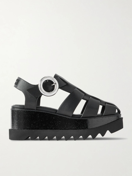  Stella Mccartney Stella Mccartney - Elyse Recycled Wedge Sandals - Black 