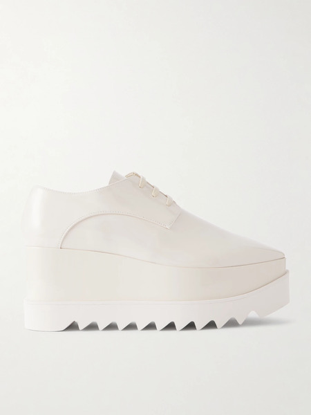  Stella Mccartney Stella Mccartney - Elyse Vegetarian Patent-leather Platform Brogues - Ivory 