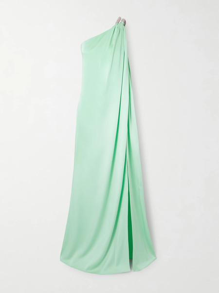  Stella Mccartney Stella Mccartney - Embellished Draped Satin Gown - Mint 