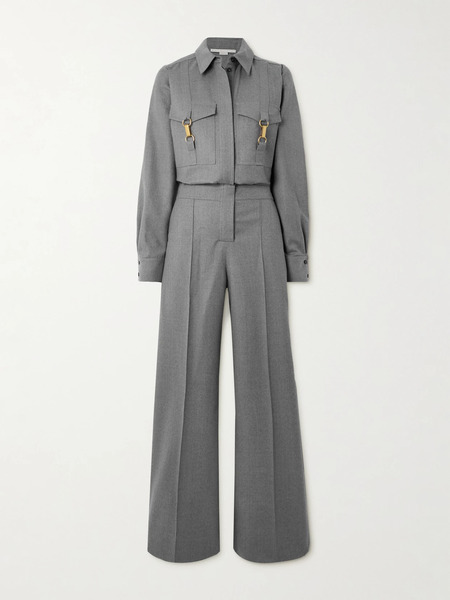  Stella Mccartney Stella Mccartney - Embellished Wool-twill Jumpsuit - Gray 