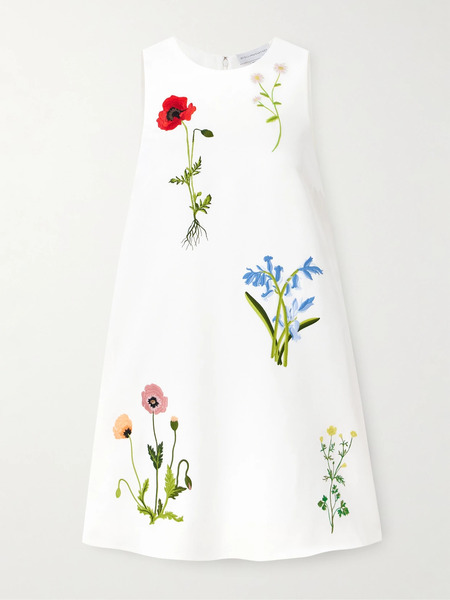  Stella Mccartney Stella Mccartney - Embroidered Crepe Mini Dress - Cream 