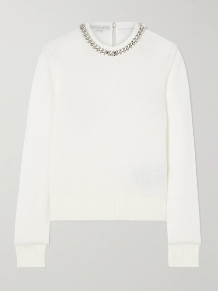  Stella Mccartney Stella Mccartney - Falabella Chain-embellished Wool Sweater - White 
