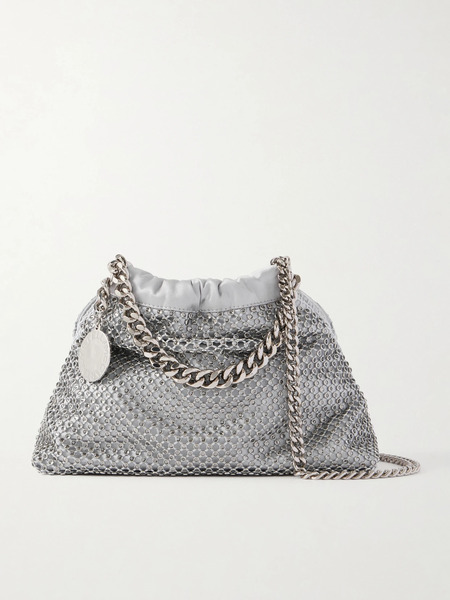  Stella Mccartney Stella Mccartney - Falabella Mini Crystal And Mesh Drawstring Bag - Silver 