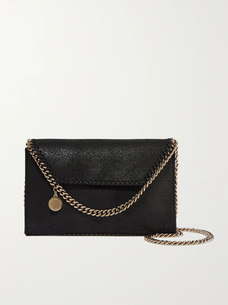  Stella Mccartney Stella Mccartney - Falabella Mini Vegetarian Brushed-leather Shoulder Bag - Black 