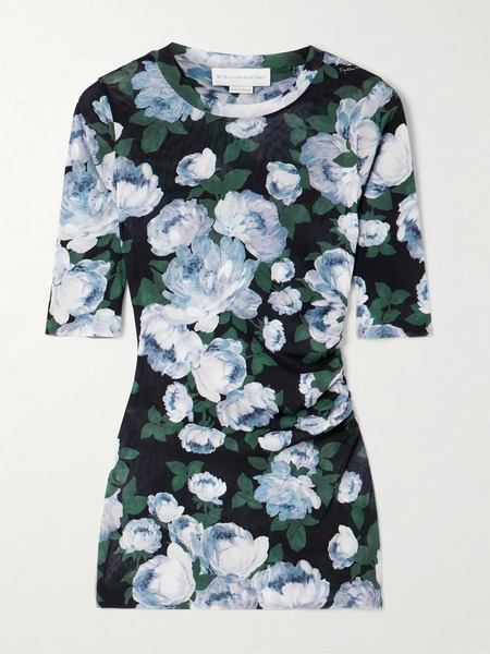  Stella Mccartney Stella Mccartney - Floral-print Mesh Top - Blue 