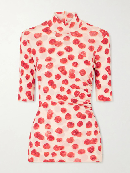  Stella Mccartney Stella Mccartney - Gathered Printed Mesh T-shirt - Xx Small 