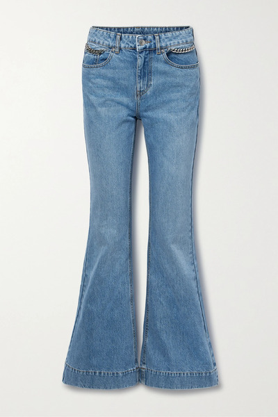  Stella Mccartney Stella Mccartney - + Net Sustain Iconic Chain-embellished High-rise Flared Jeans - Blue 