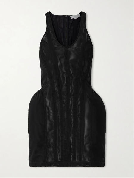  Stella Mccartney Stella Mccartney - Padded Mesh Mini Dress - Black 