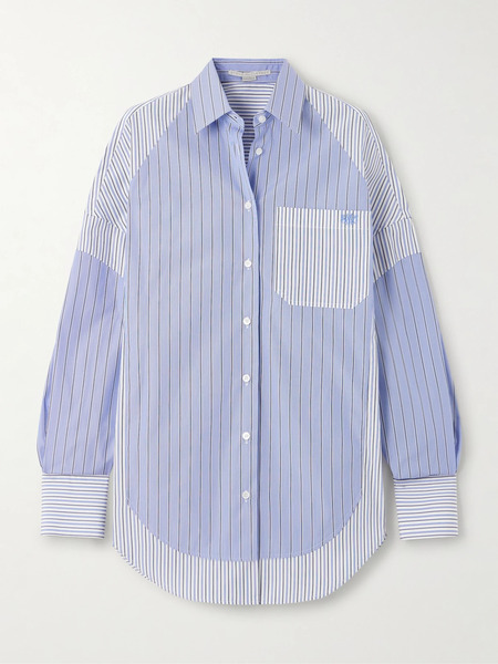  Stella Mccartney Stella Mccartney - Paneled Striped Organic Cotton-poplin Shirt - Blue 