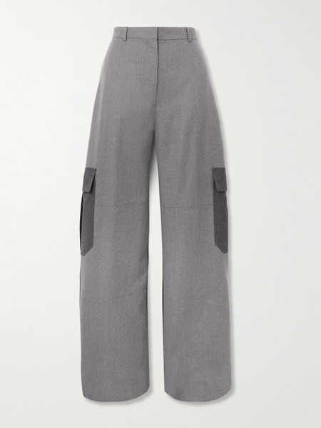  Stella Mccartney Stella Mccartney - Paneled Wool Wide-leg Pants - Gray 