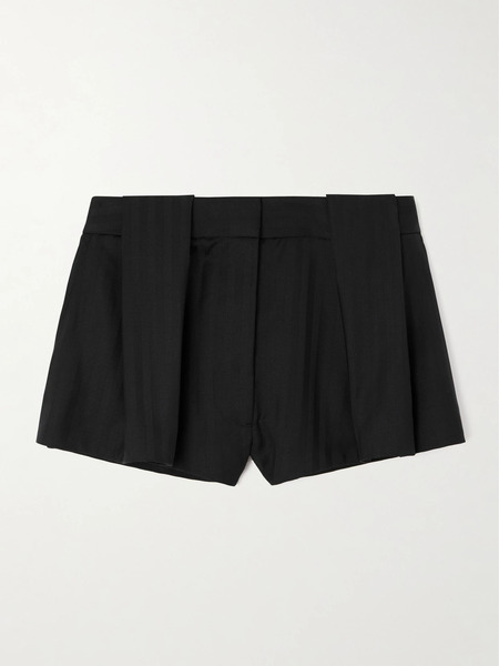  Stella Mccartney Stella Mccartney - Pleated Wool-jacquard Shorts - Black 
