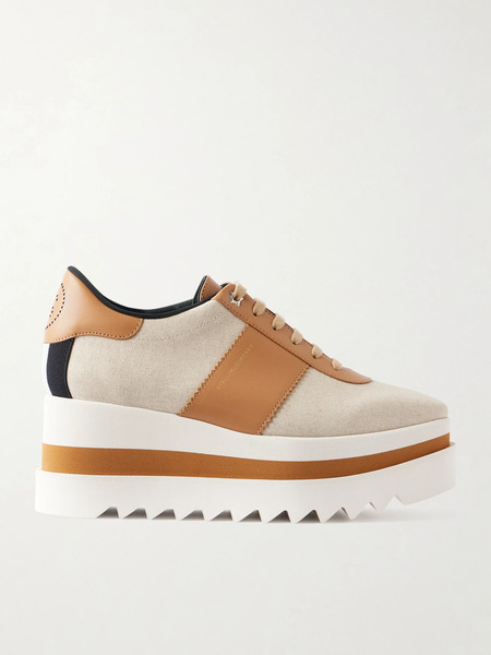  Stella Mccartney Stella Mccartney - Sneak-elyse Salt And Pepper Exaggerated-sole Canvas Sneakers - Tan 