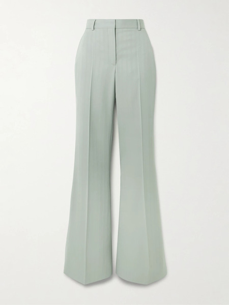  Stella Mccartney Stella Mccartney - Striped Wool-jacquard Flared Pants - Gray 