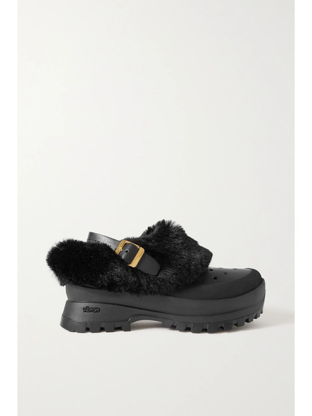  Stella Mccartney Stella Mccartney - Trace Faux Fur, Vegetarian Leather And Rubber Clogs - Black 