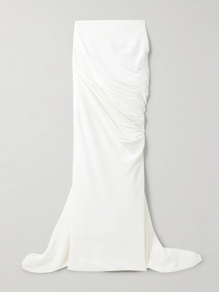  Stella Mccartney Stella Mccartney - Train Ruched Crepe Maxi Skirt - White 