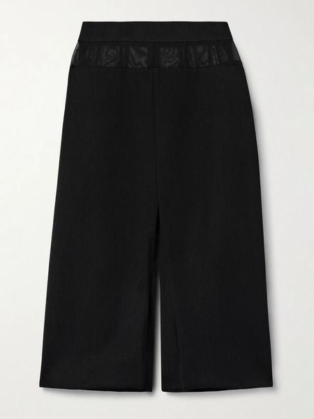  Stella Mccartney Stella Mccartney - Tulle-trimmed Wool-twill Midi Skirt - Black 