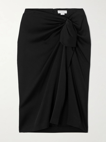  Stella Mccartney Stella Mccartney - Wrap-effect Draped Satin Midi Skirt - Black 