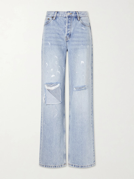  Still Here Still Here - Painter Distressed Mid-rise Straight-leg Jeans - Light Denim 