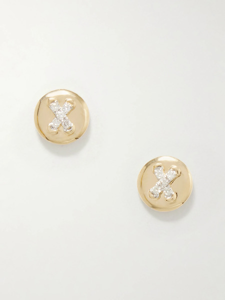  Stone And Strand Stone And Strand - Button 14-karat Gold Diamond Earrings - One Size 