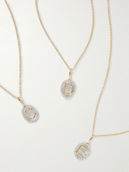  Stone And Strand Stone And Strand - Initial 10-karat Gold Diamond Necklace - H 
