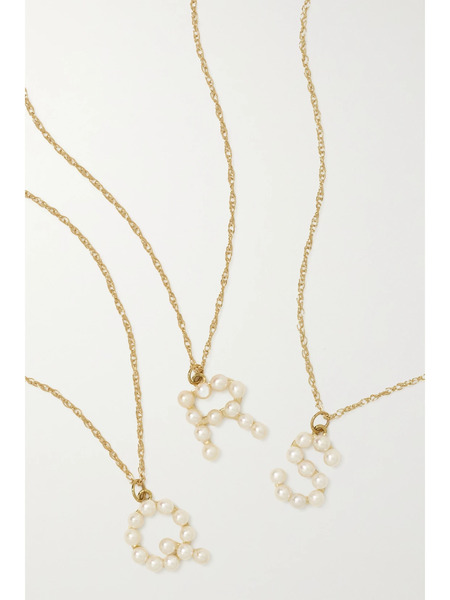  Stone And Strand Stone And Strand - Initial 10-karat Gold Pearl Necklace - U 