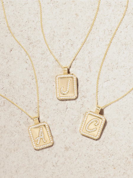  Stone And Strand Stone And Strand - Letter 14-karat Gold Diamond Necklace - D 