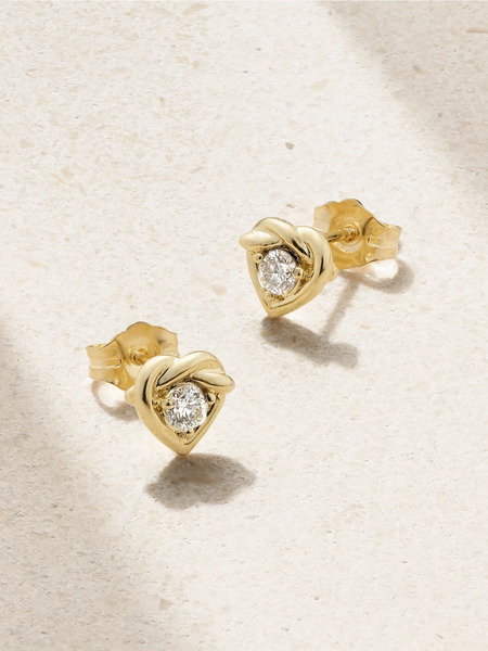  Stone And Strand Stone And Strand - Tie The Knot 10-karat Gold Diamond Earrings - One Size 