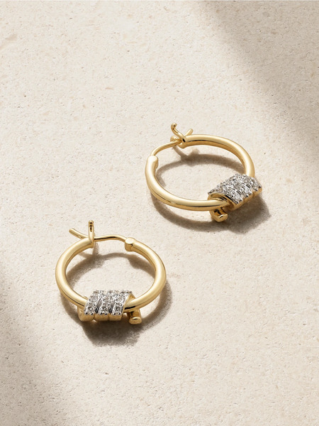  Stone And Strand Stone And Strand - Twinkling Twine 10-karat Gold Diamond Hoop Earrings - One Size 