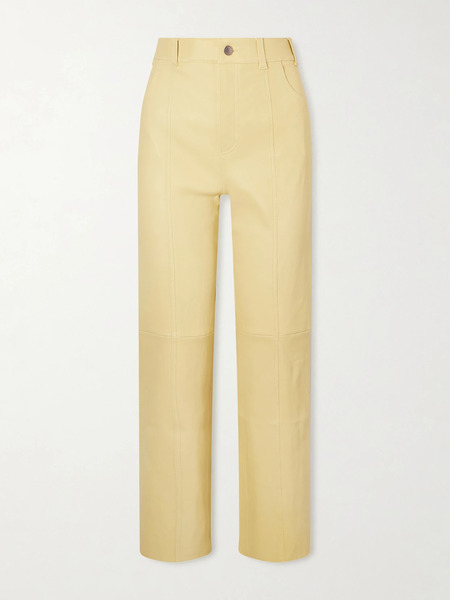  Stouls Stouls - Benny Leather Straight-leg Pants - Yellow 
