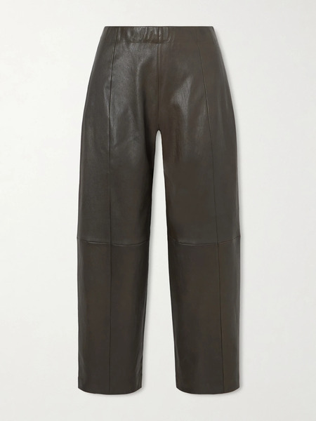  Stouls Stouls - Bugsy Paneled Leather Tapered Pants - Dark Brown 