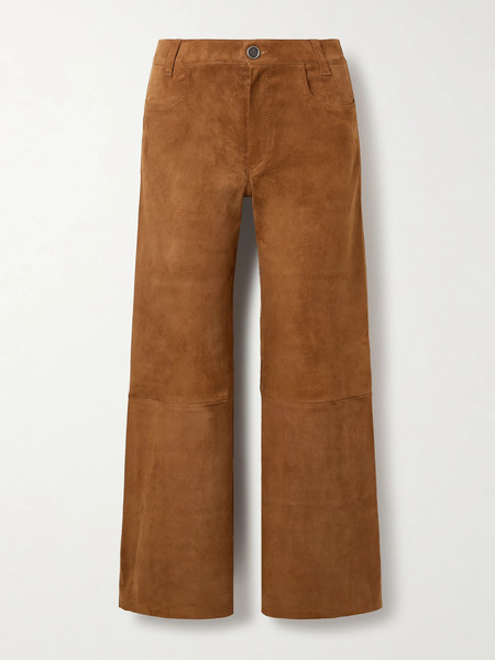  Stouls Stouls - Lilou Cropped Suede Wide-leg Pants - Tan 