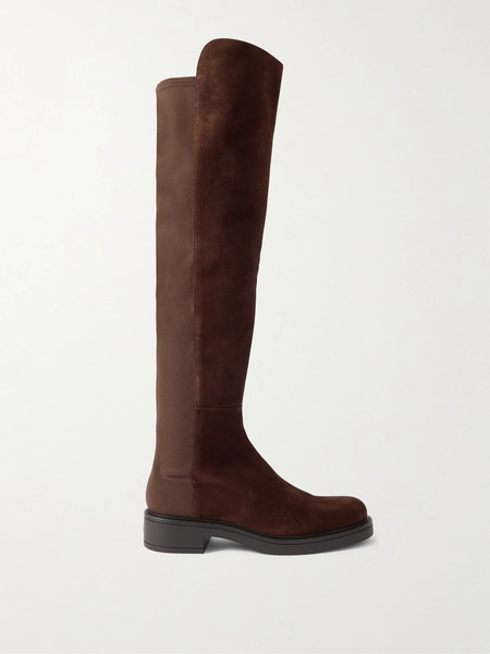  Stuart Weitzman Stuart Weitzman - 5050 Celia Suede And Stretch Over-the-knee Boots - Dark Brown 