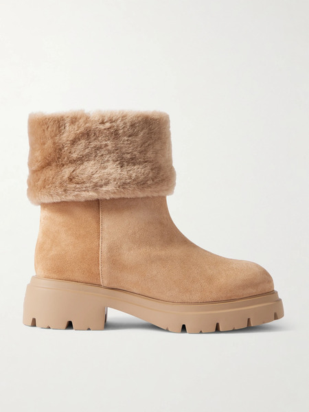  Stuart Weitzman Stuart Weitzman - Hudson Shearling Ankle Boots - Camel 