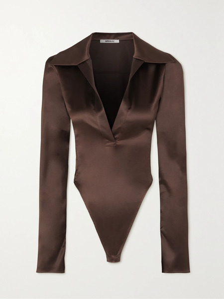 Supriya Lele Supriya Lele - Anna Satin Bodysuit - Chocolate 