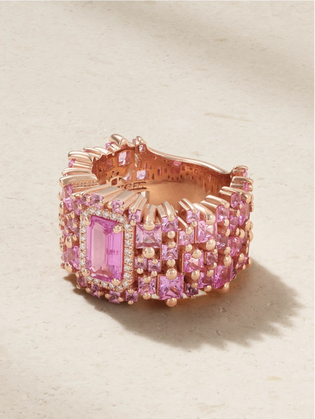  Suzanne Kalan Suzanne Kalan - 18-karat Rose Gold, Sapphire And Diamond Ring - 6 1/2 