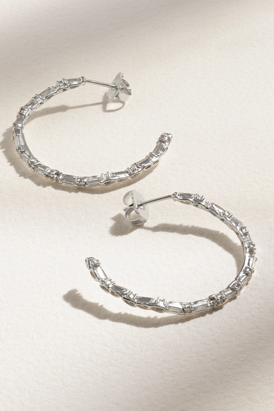  Suzanne Kalan Suzanne Kalan - 18-karat White Gold Diamond Hoop Earrings - One Size 