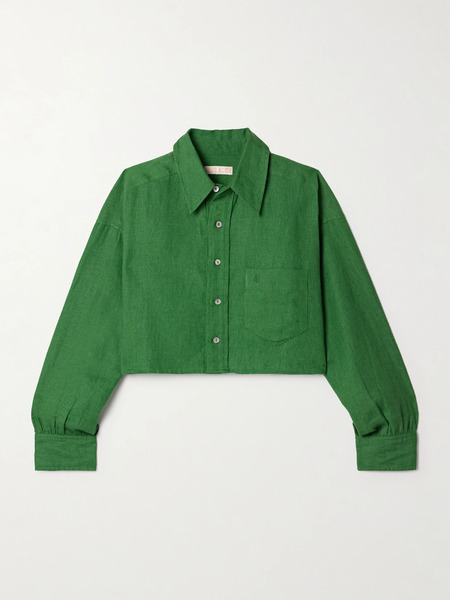  Suzie Kondi Suzie Kondi - Leuka Cropped Linen Shirt - Green 