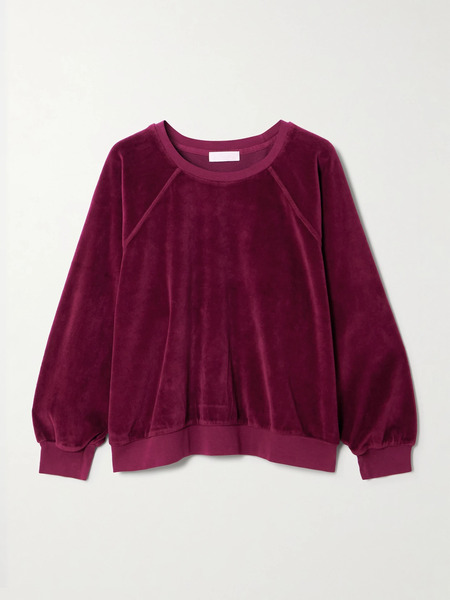  Suzie Kondi Suzie Kondi - Samos Cotton-blend Velour Sweatshirt - Burgundy 