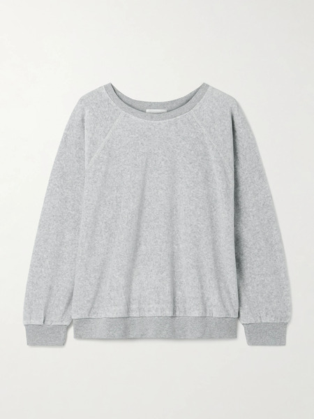  Suzie Kondi Suzie Kondi - Samos Cotton-blend Velour Sweatshirt - Gray 