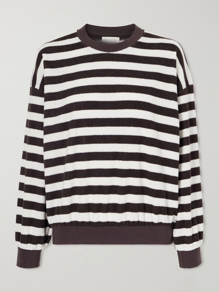  Suzie Kondi Suzie Kondi - Sifnos Striped Cotton-blend Terry Sweatshirt - Brown 