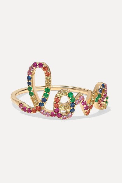  Sydney Evan Sydney Evan - Large Love 14-karat Gold Multi-stone Ring - 7 