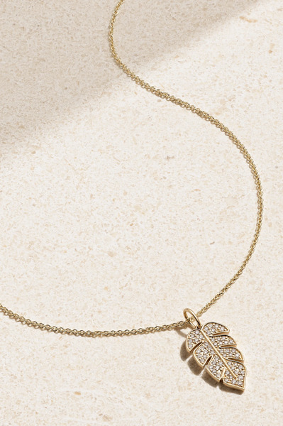  Sydney Evan Sydney Evan - Large Monstera Leaf 14-karat Gold Diamond Necklace - One Size 