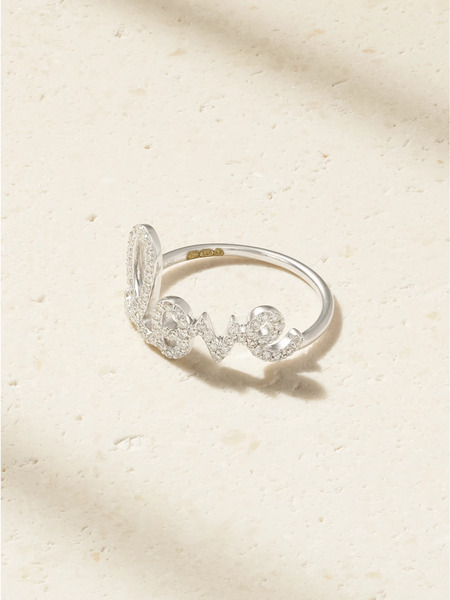  Sydney Evan Sydney Evan - Love Script 14-karat White Gold Diamond Ring - 6 1/2 