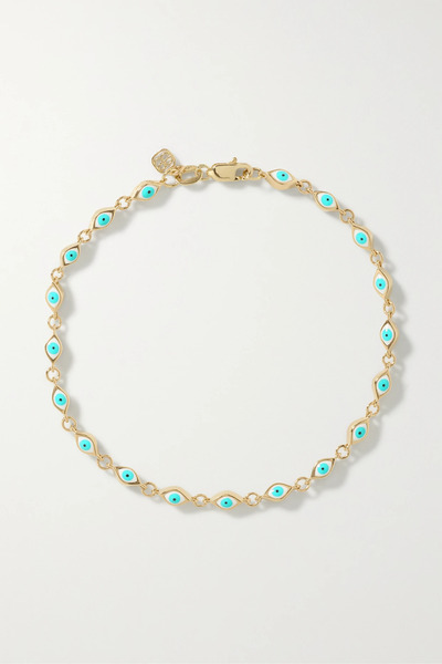  Sydney Evan Sydney Evan - Mini Evil Eye 14-karat Gold And Enamel Bracelet - Turquoise 