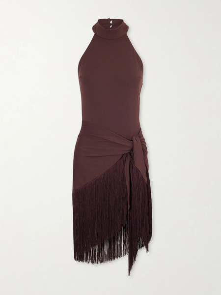  Taller Marmo Taller Marmo - Artemis Swimsuit And Fringed Pareo Set - Brown 