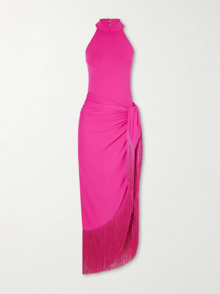  Taller Marmo Taller Marmo - Knossos Fringed Swimsuit And Pareo Set - Pink 