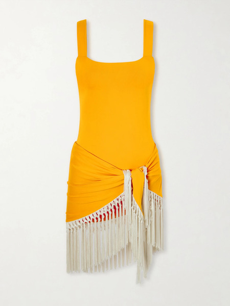  Taller Marmo Taller Marmo - Mini Lido Swimsuit And Fringed Pareo Set - Orange 