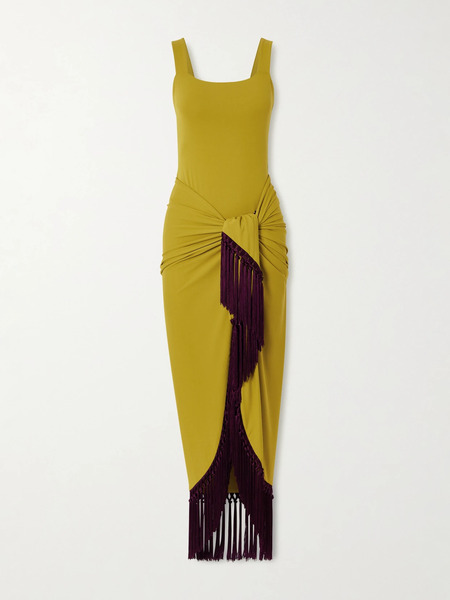  Taller Marmo Taller Marmo - Swimsuit And Tasseled Pareo Set - Chartreuse 