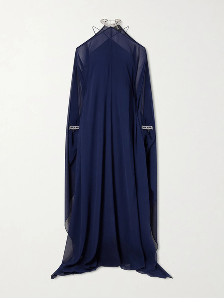  Taller Marmo Taller Marmo - Sza Sza Silk-chiffon Gown - Navy 